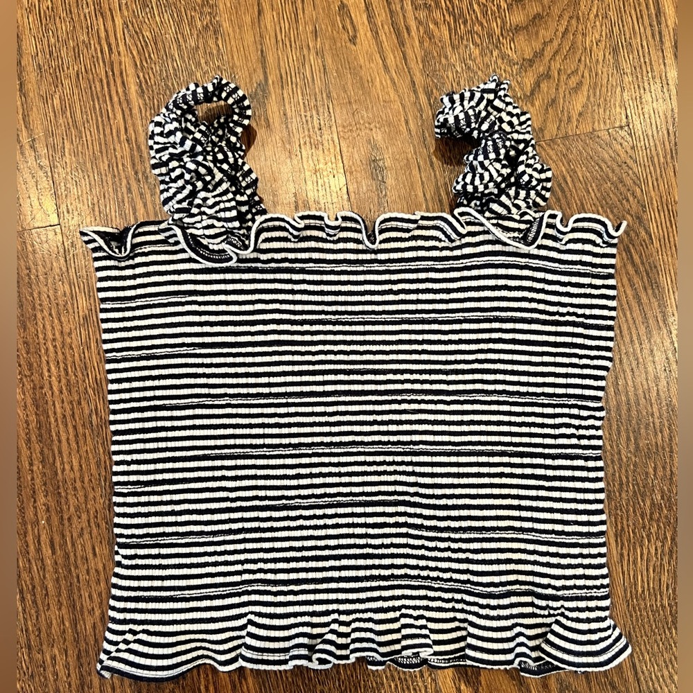 Reformation smocked brown and white striped tank size small